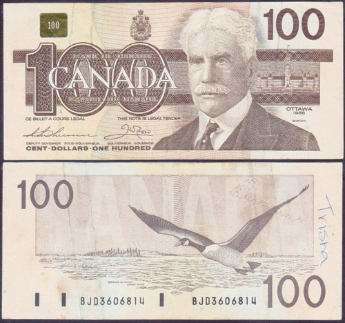 1988 Canada $100 (P.99a) L000180 - Click Image to Close